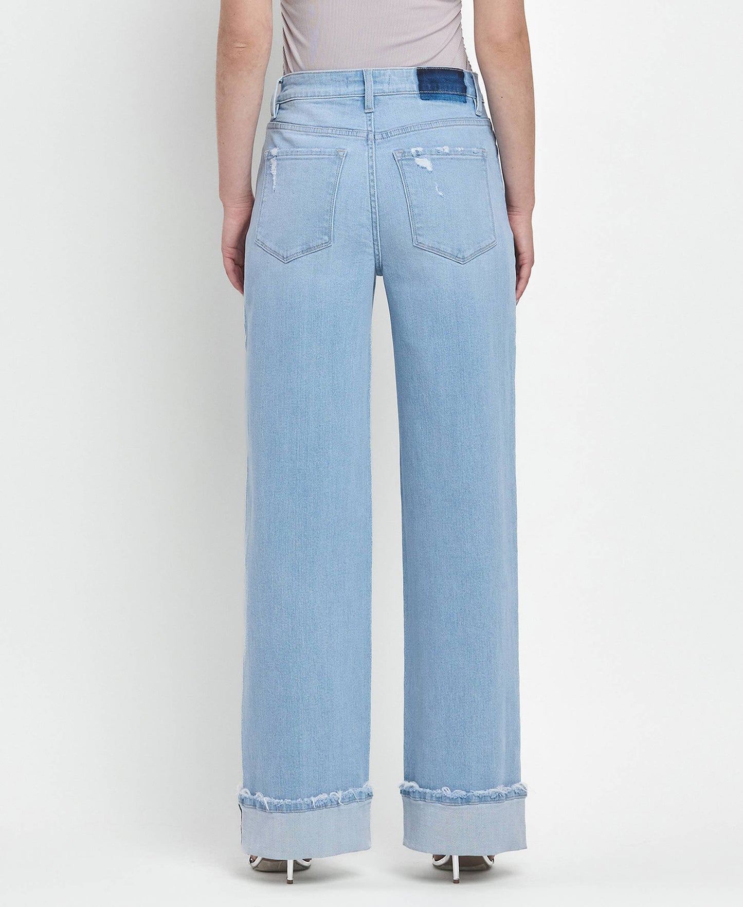 Cuffed Baggy Wide Leg Denim