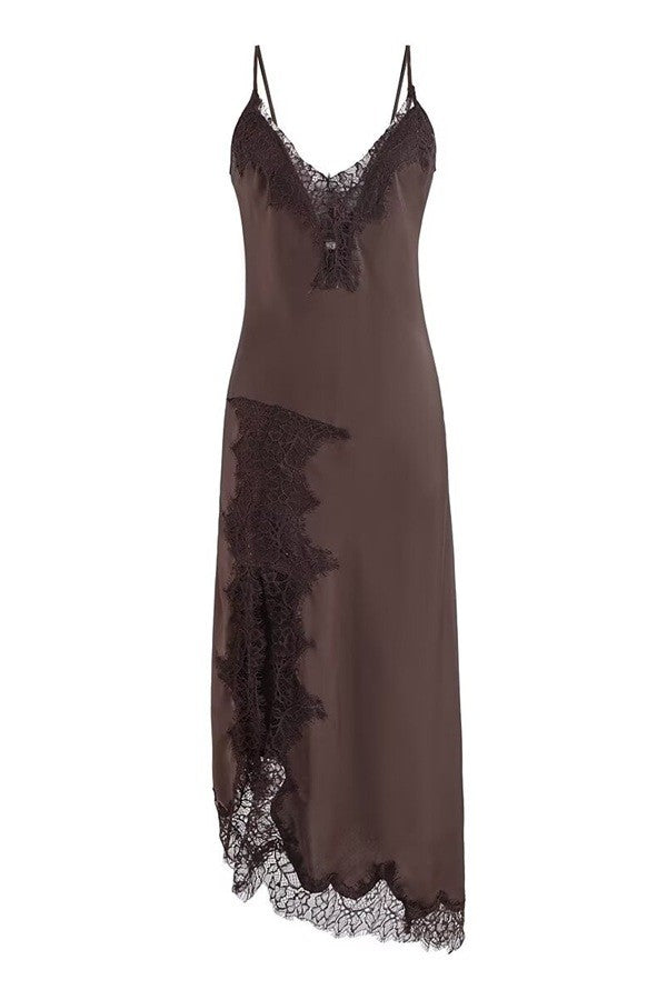 Lace Trim Asymmetrical Slip Dress Lace Trim Asymmetrical Slip Dress