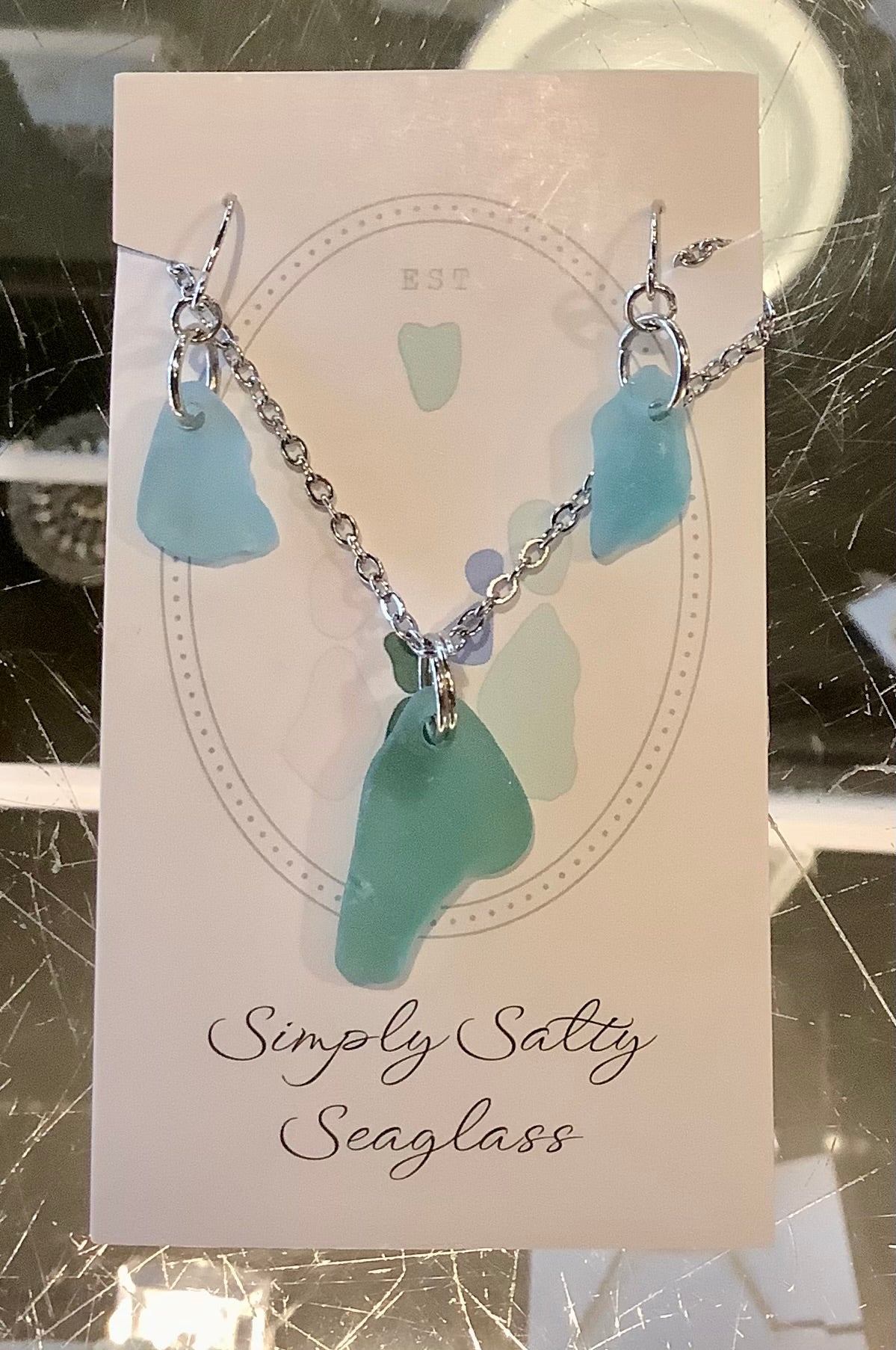 Silver Single Drop w/ Blue Seaglass Set