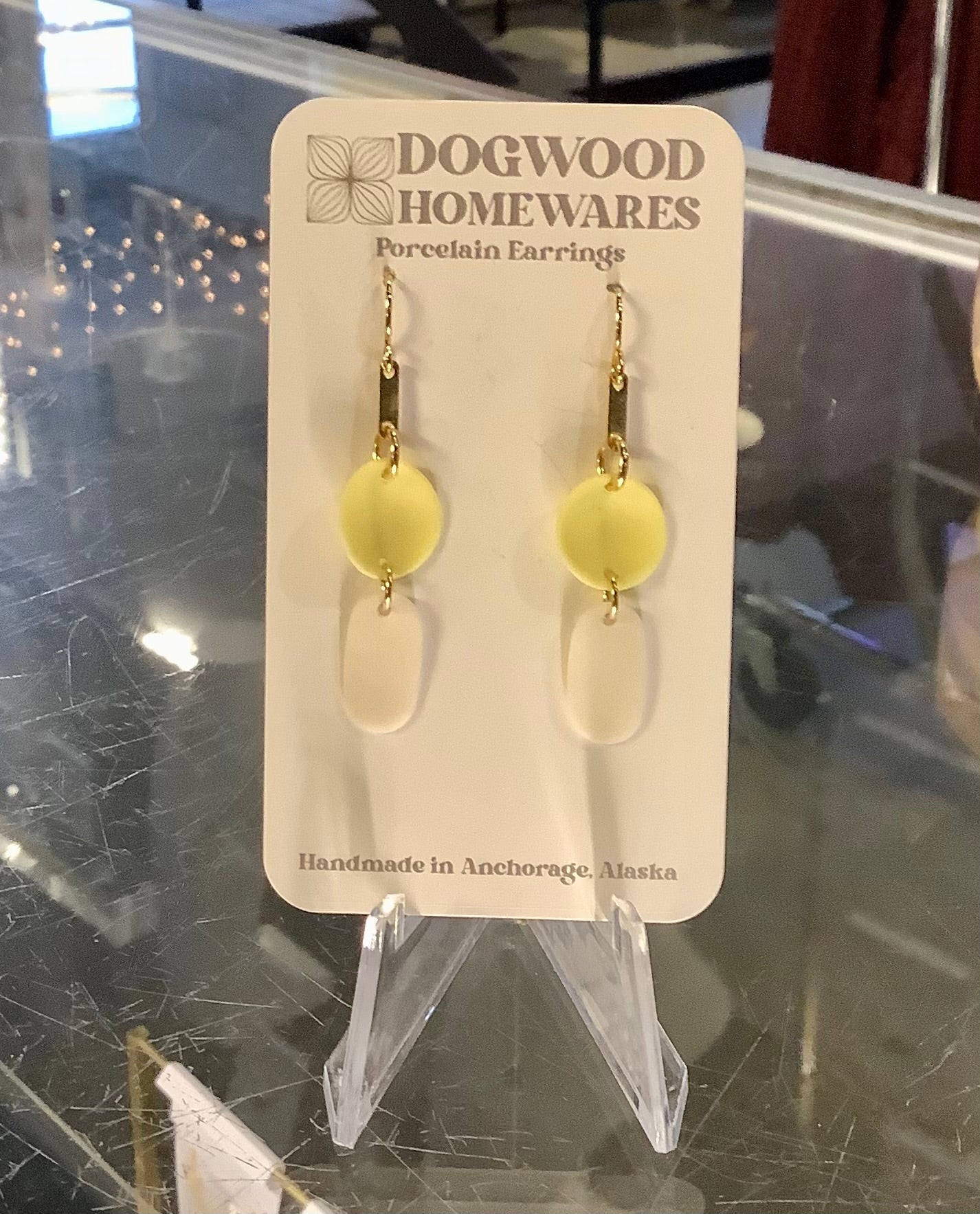 Gold w/ Yellow & White Porcelain Earrings
