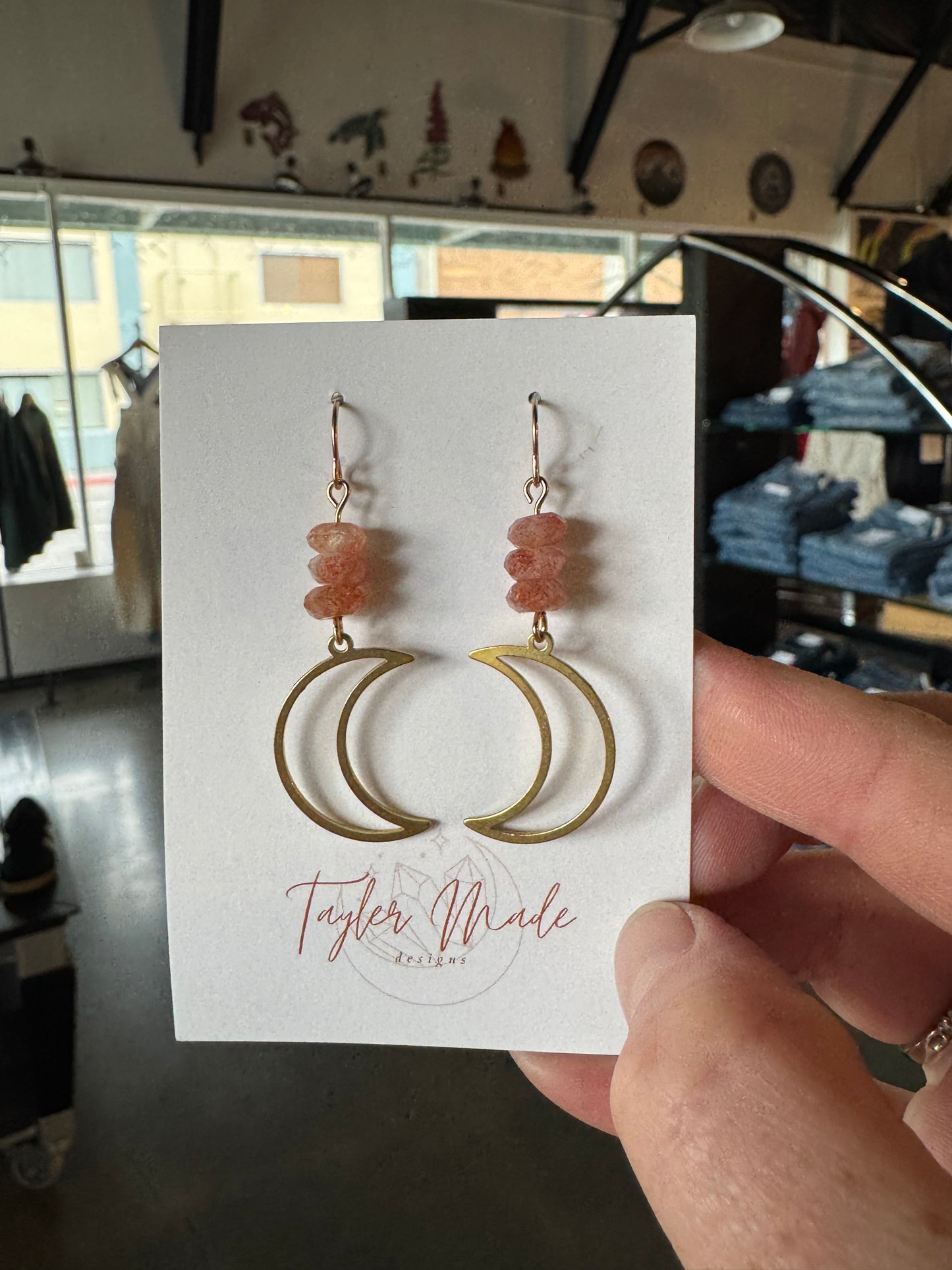 Sunstone Moon Danglers