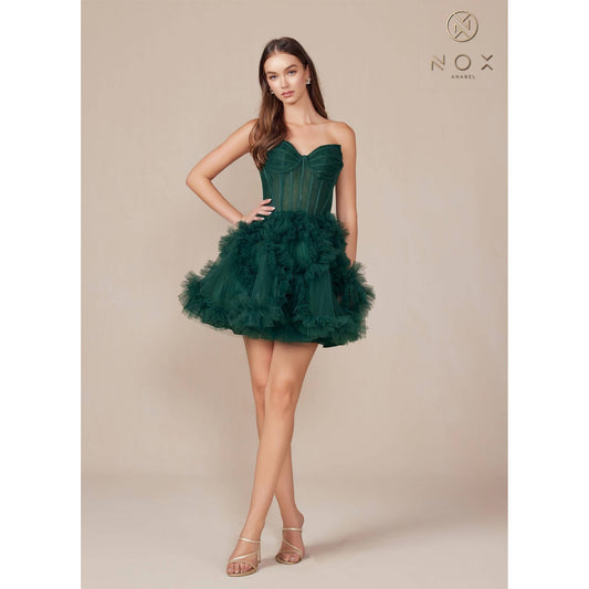 Short Strapless Ruffle Skirt Dress