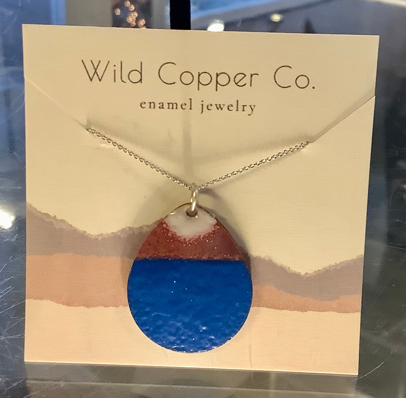 Blue & Grey Round Teardrop Necklace