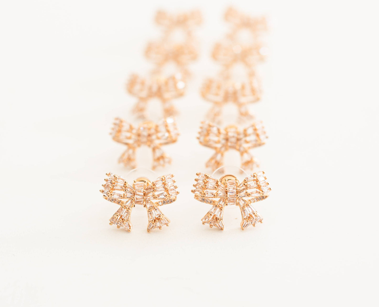 Gold Mini Sparkler Bow Earrings