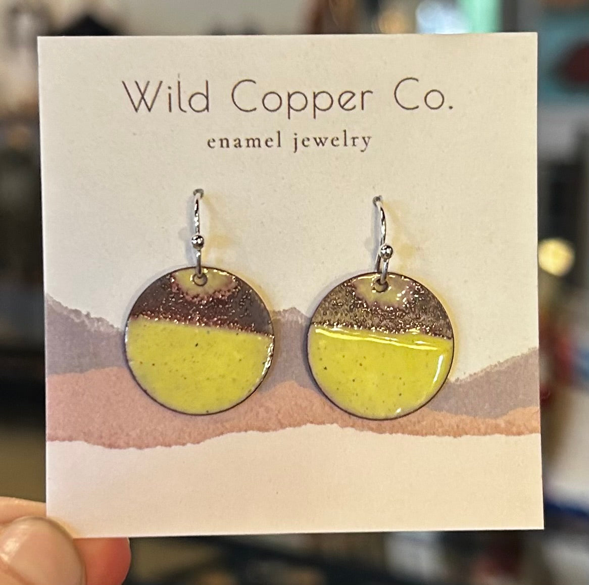 Medium Yellow Full Circle Enamel Earrings