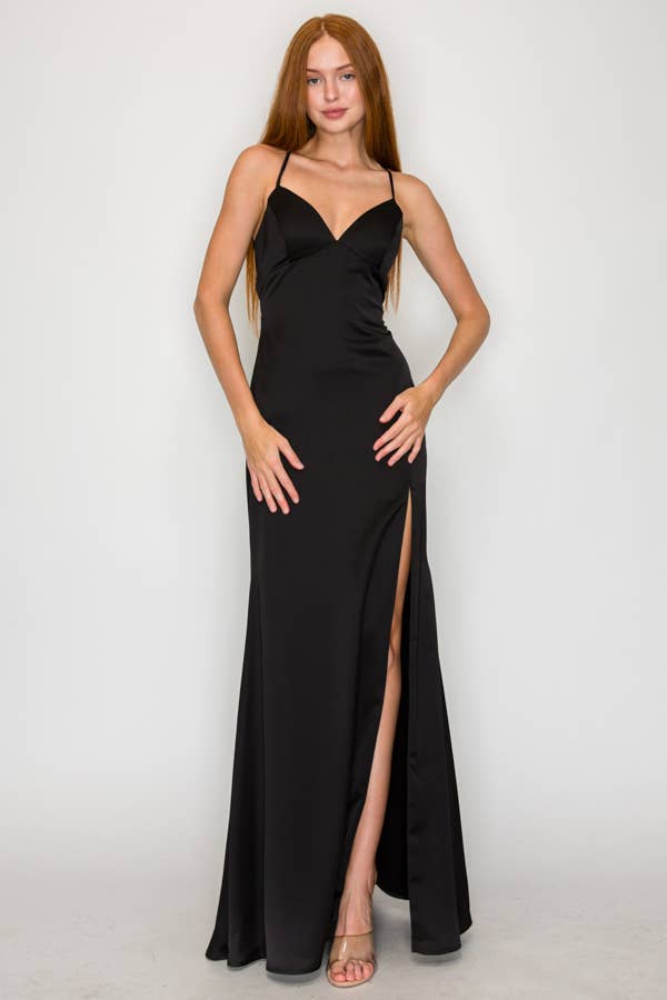 Black Satin Slip Dress