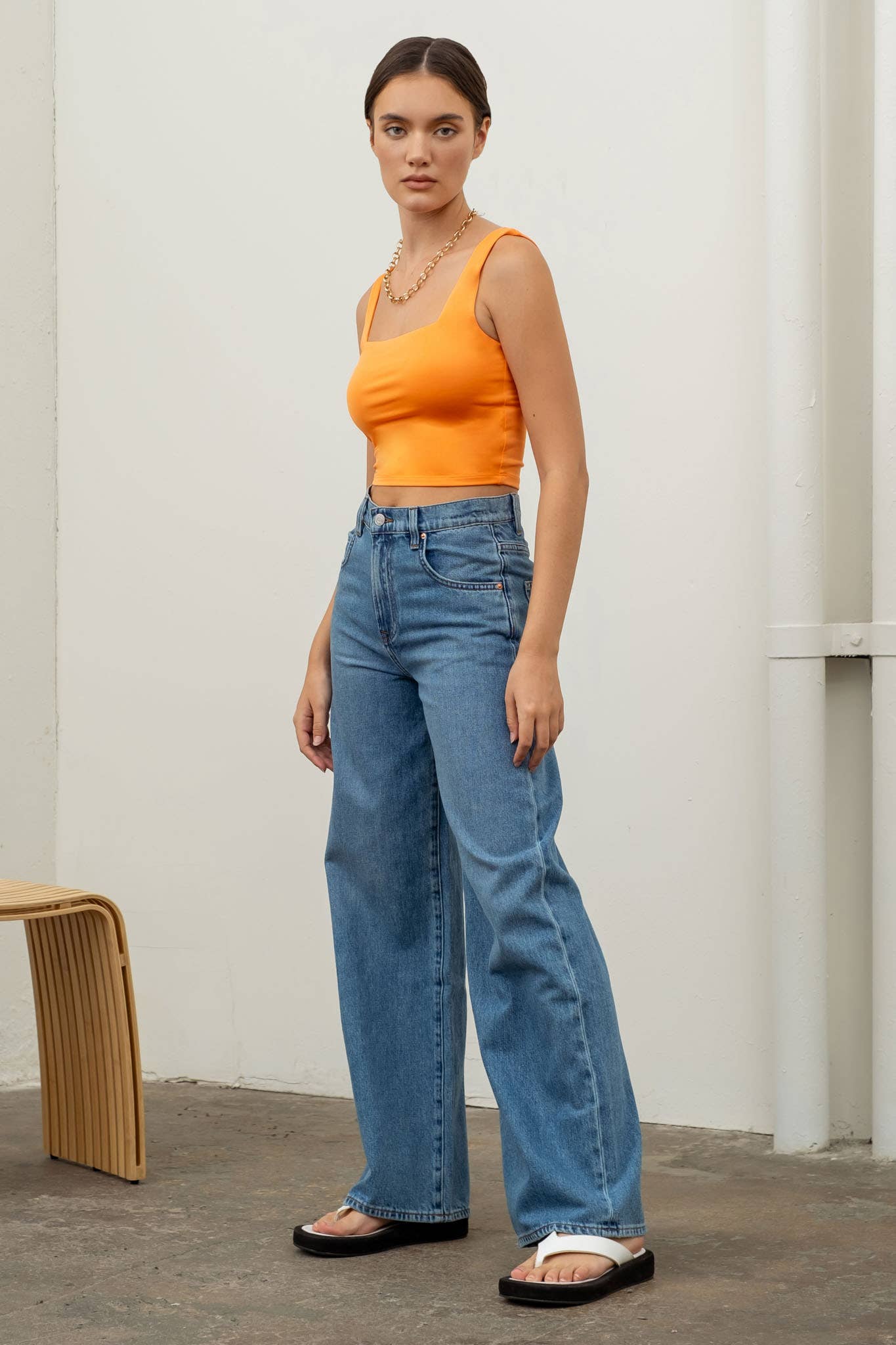 Green Reversible Square Neck Cropped Tank