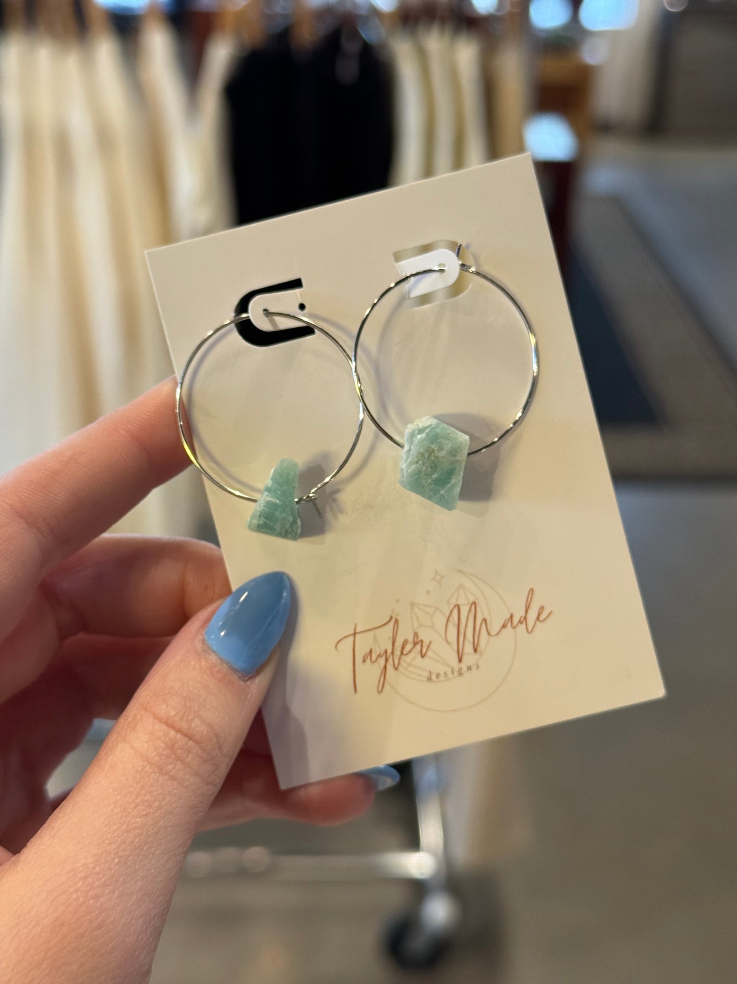 Amazonite Dangle Hoops