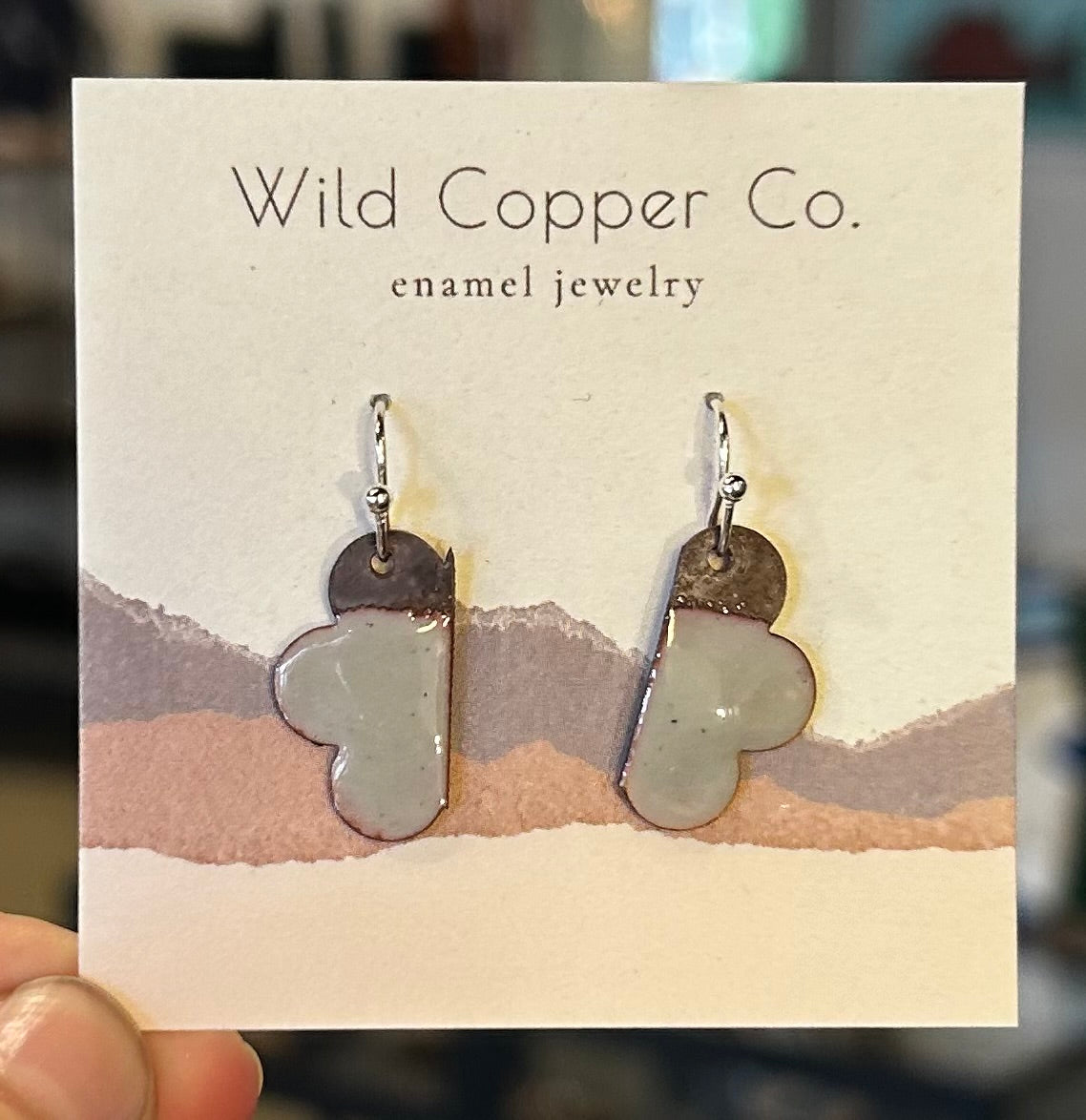 Grey Cloud Enamel Coated Earrings