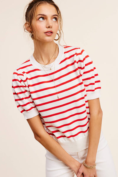 Puff Sleeve Striped Top