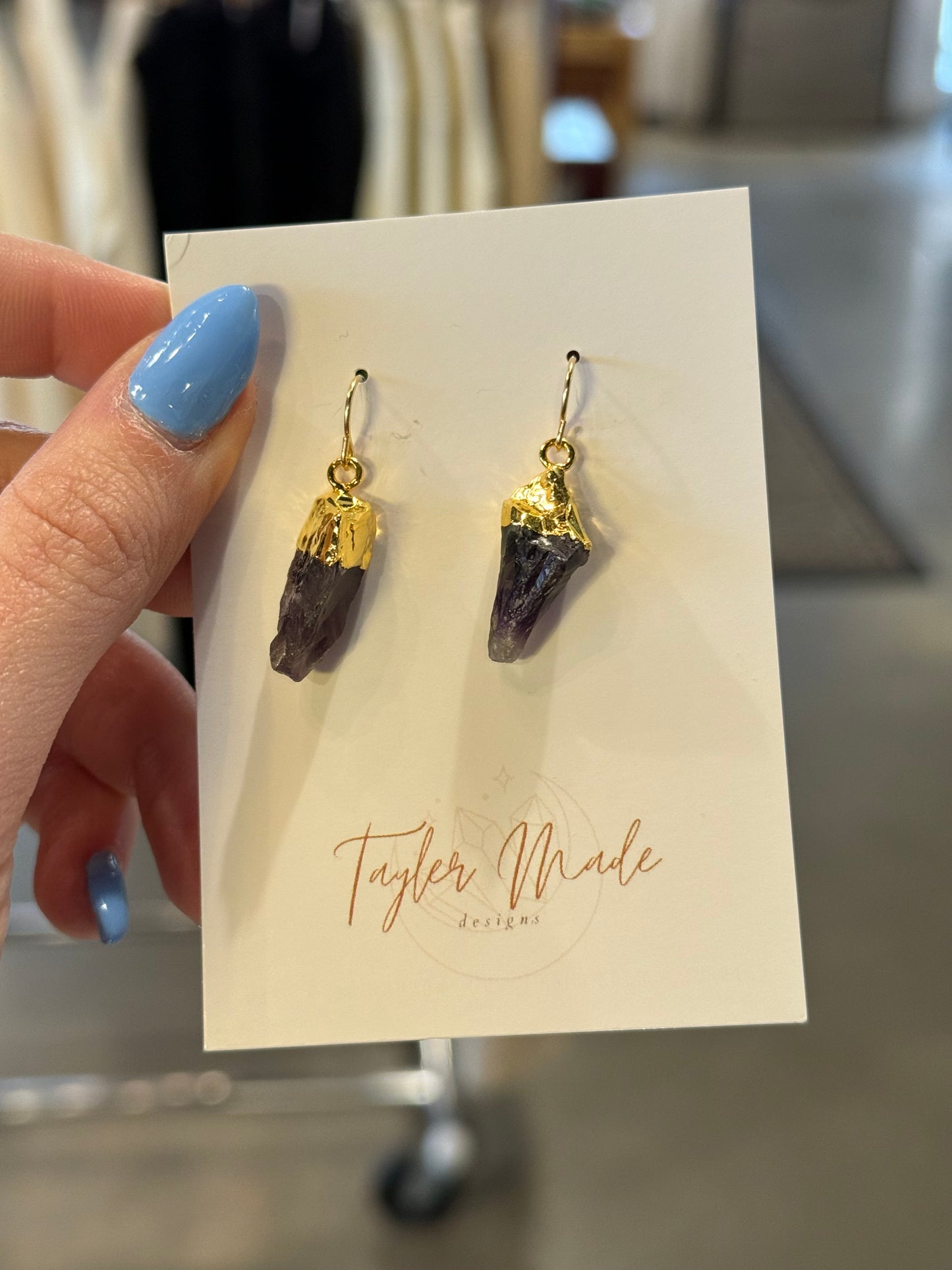 Gold Amythyst Drop Earrings