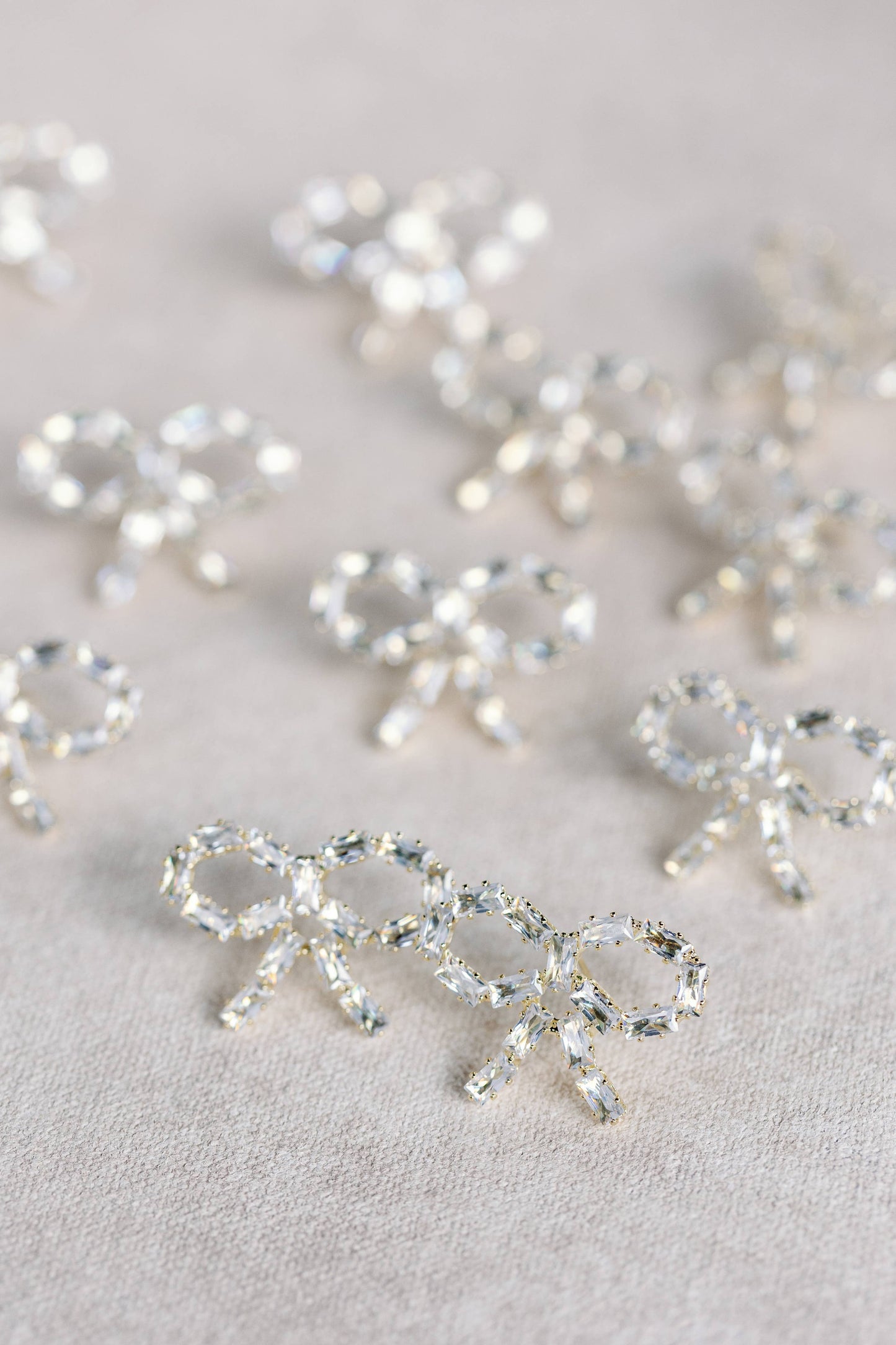 Sparkling Diamond Mini Bow Earrings