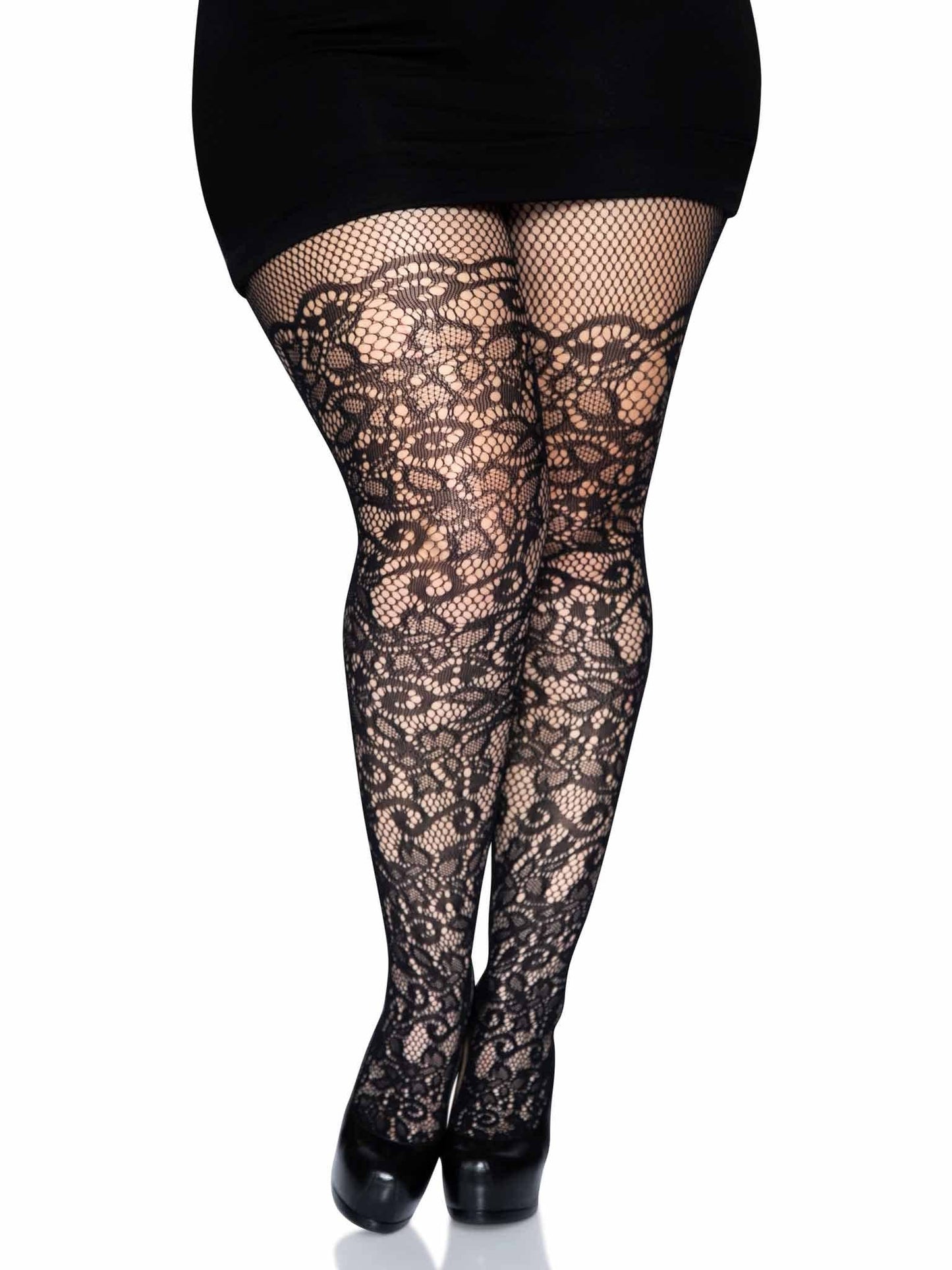 Plus Floral Vine Fishnets