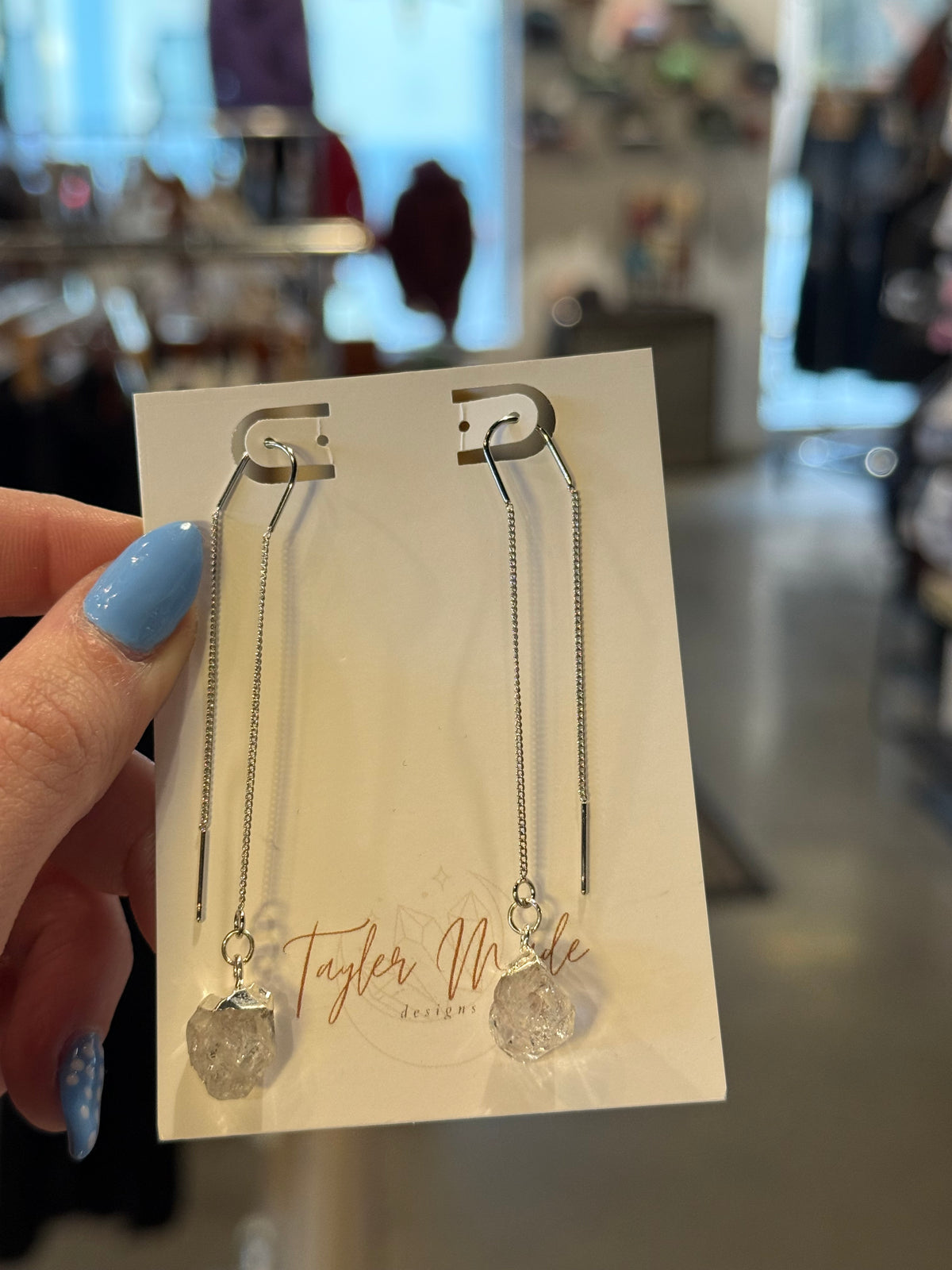Herkimer Diamond Threader Earrings