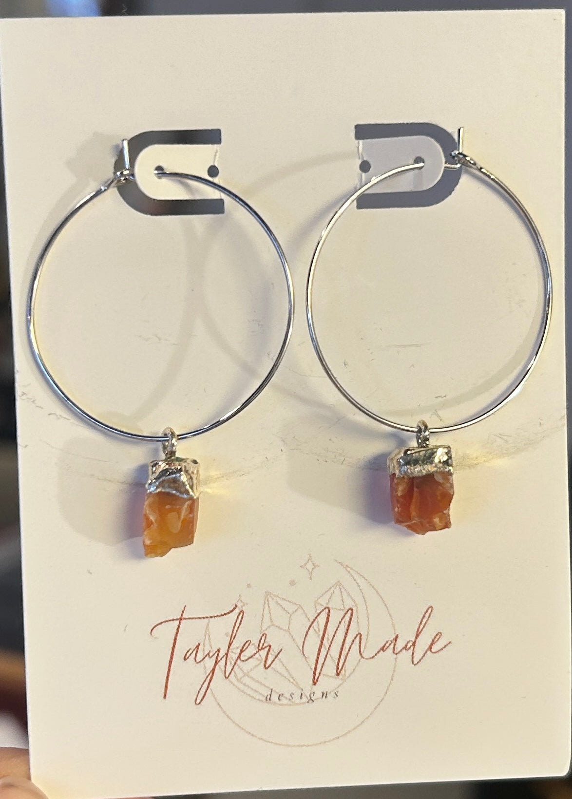 Carnelian Dangle Hoops
