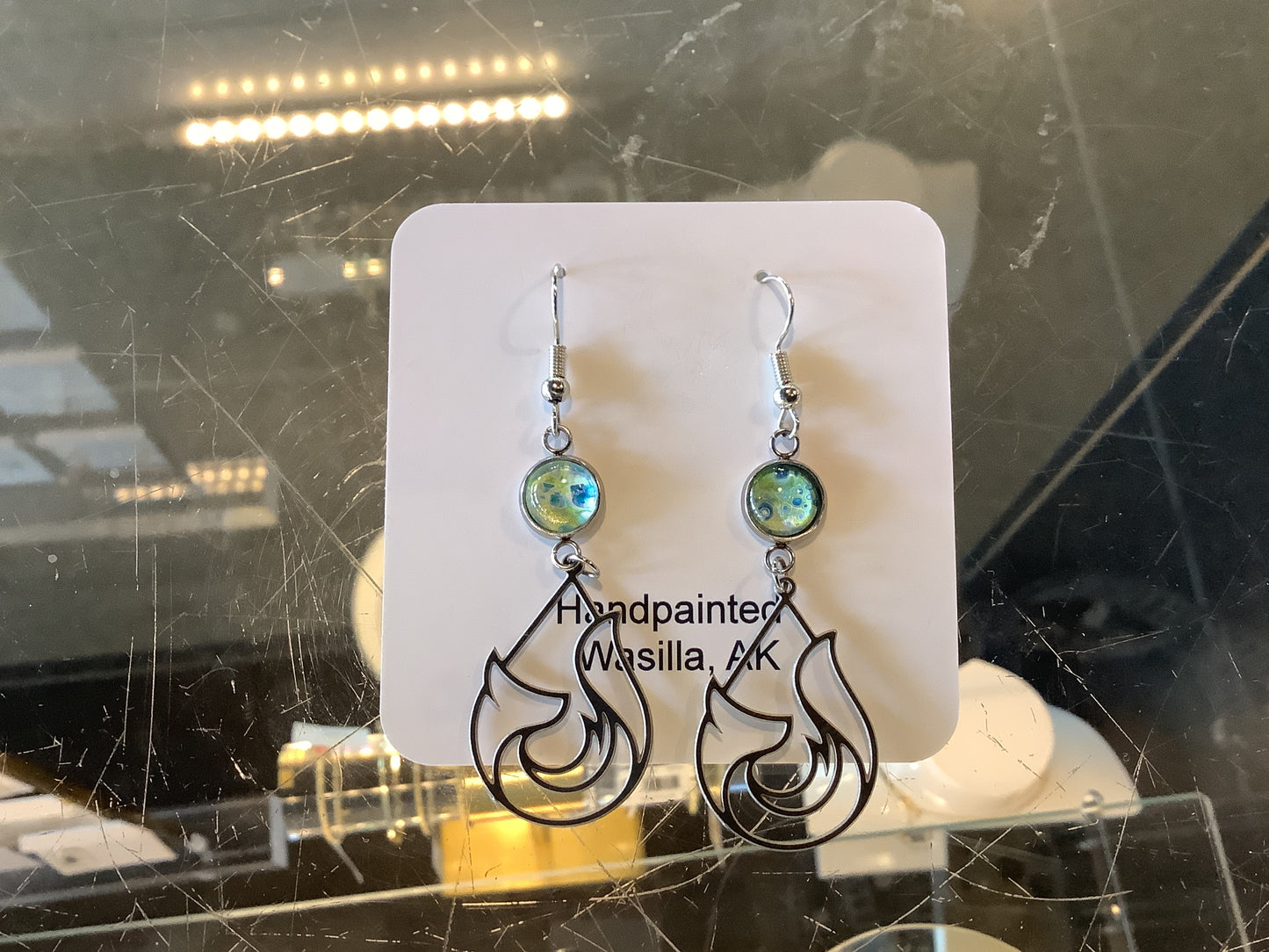 Green Fire Earrings