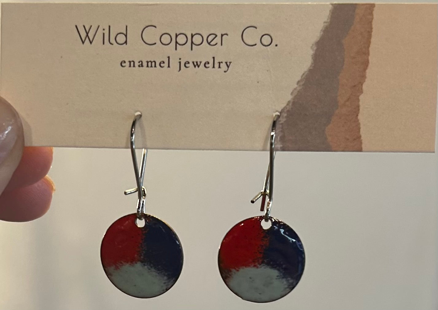 Red, Navy, and Teal Circle Earrings