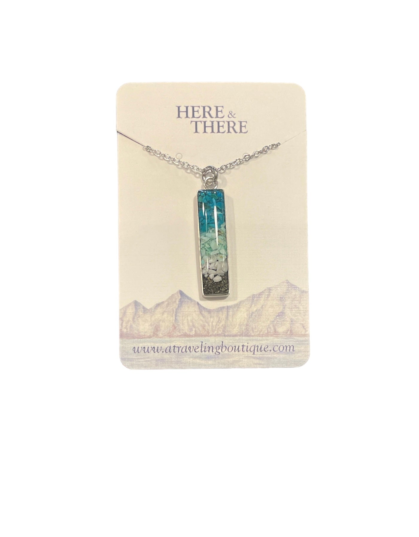 Alaska Destination Vertical Bar Necklace-Local-Mendenhall Glacier Silt W/ Howlite 18 in-Bottoms Up Boutique-Anchorage AK