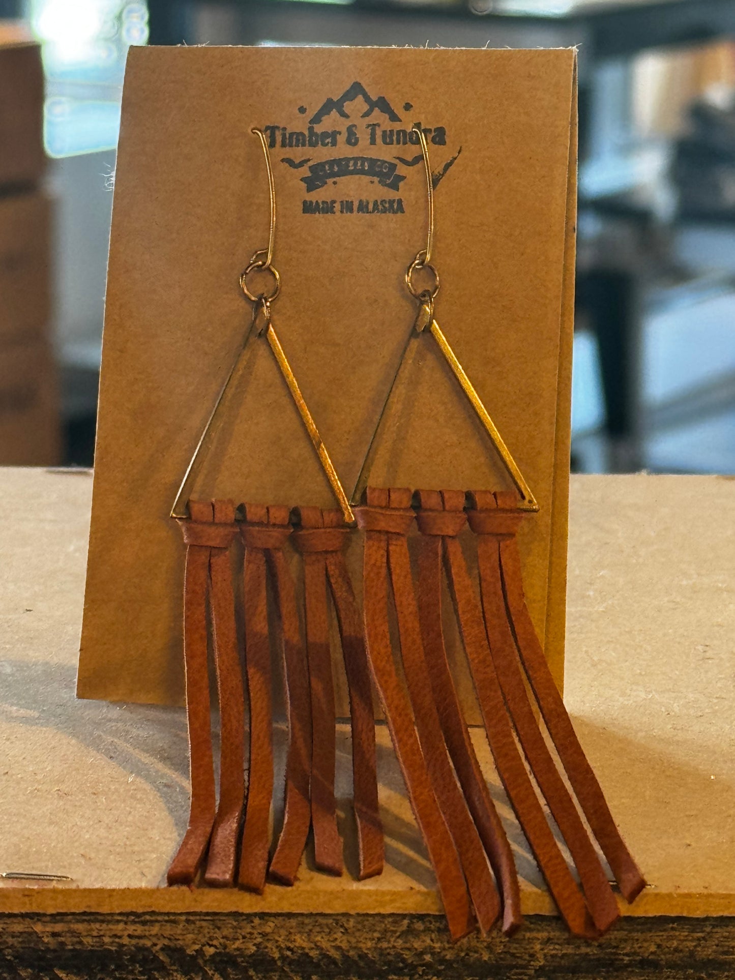 Triangle Fringe Leather Earrings-Jewelry-Bottoms Up Boutique-Anchorage AK