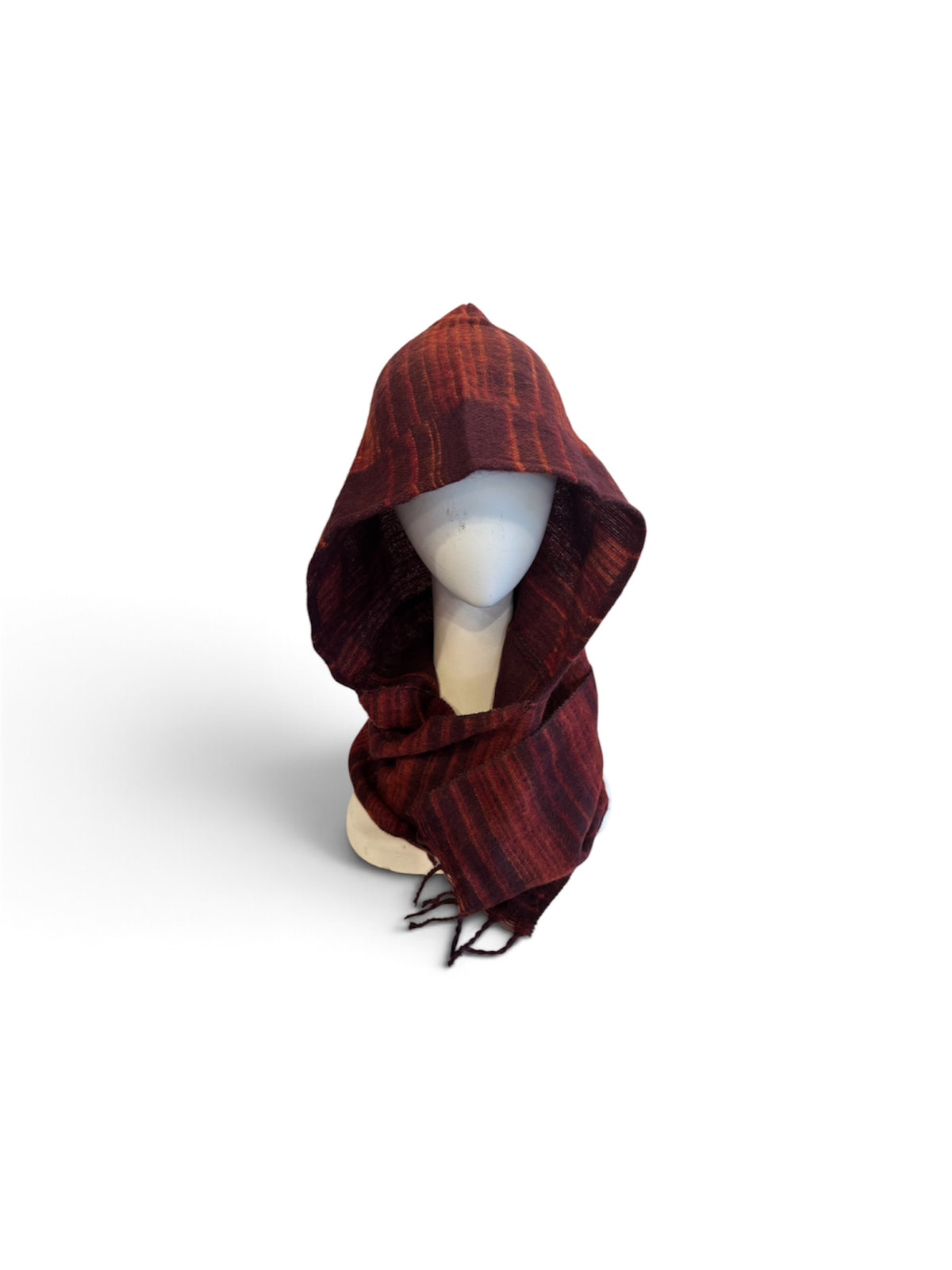 Hooded Scarf Maroon & Orange