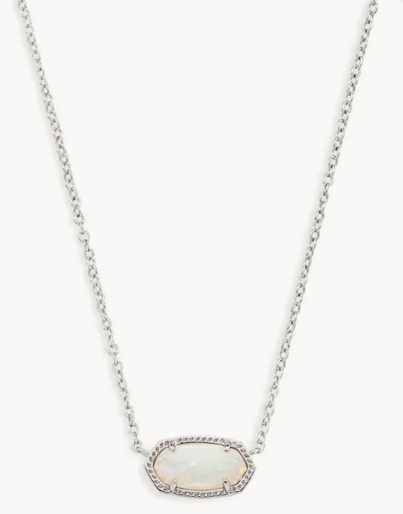 Elisa Silver Pendant Necklace in White Kyocera Opal-Jewelry-Bottoms Up Boutique-Anchorage AK