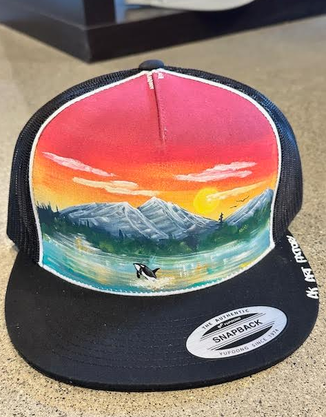 AK Art Factory - Orca w/ Mountians-Hat-Bottoms Up Boutique-Anchorage AK