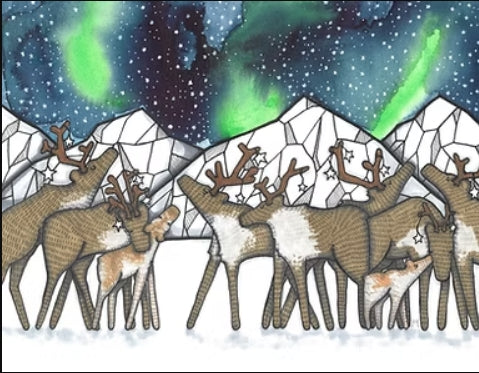 Caribou Night Tapestry Print