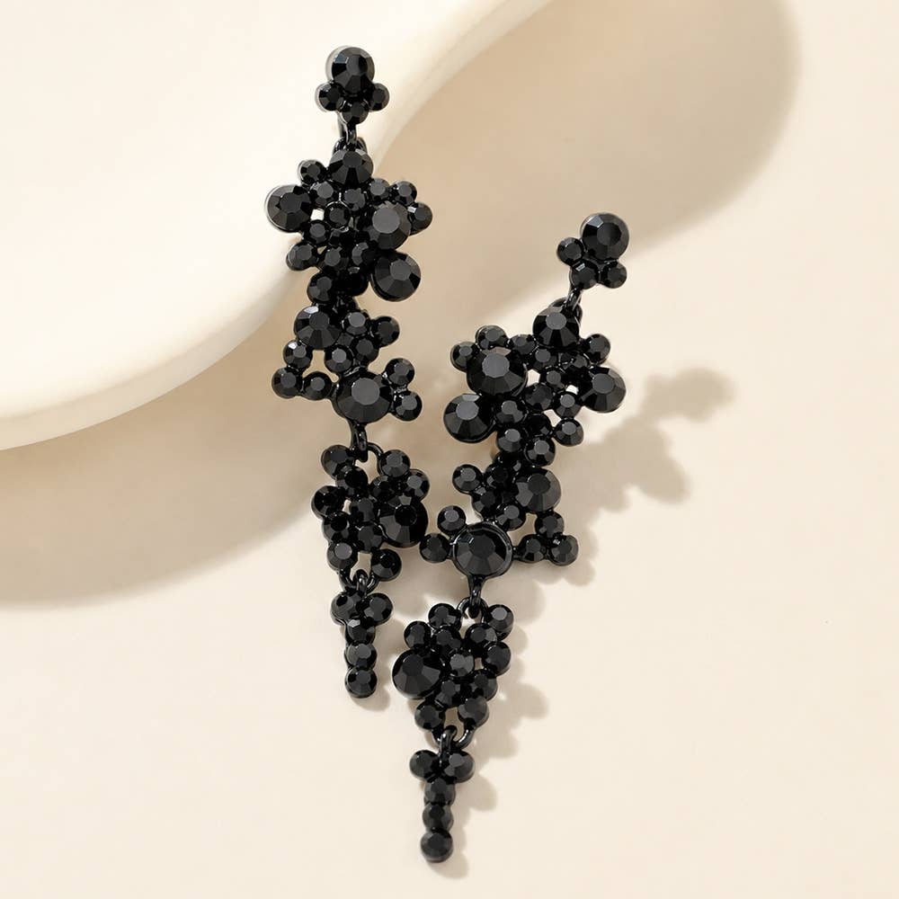 Bubble Stone Cluster Dangle Evening Earrings