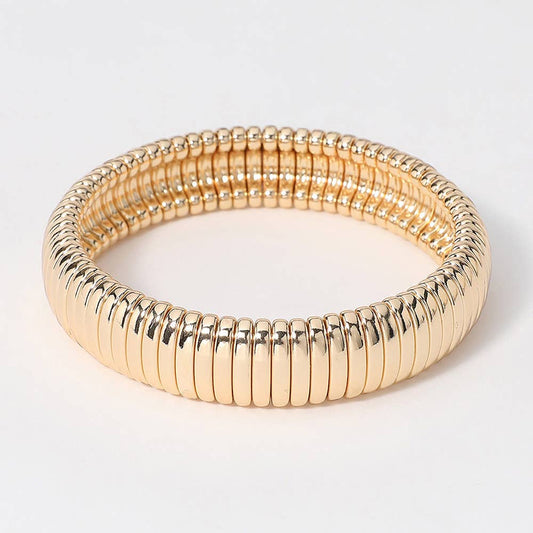 Metal Ribbed Stretch Bracelet
