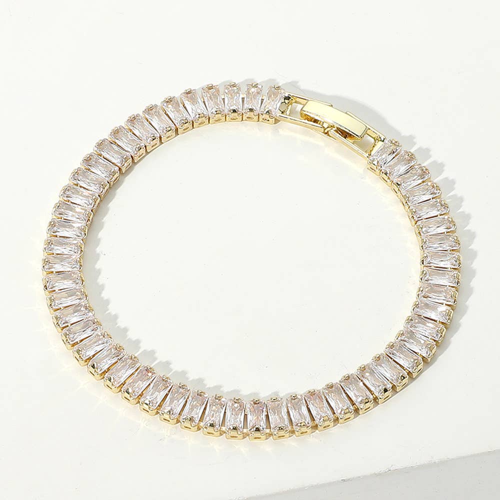 Baguette CZ Stone Tennis Chain Bracelet