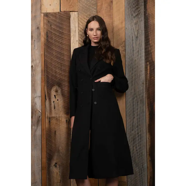 Double Breasted Longline Notched Coat-Coats & Jackets-Bottoms Up Boutique-Anchorage AK