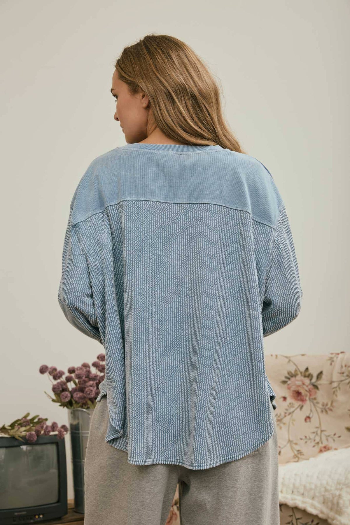 Denim Washed Knit Sweater