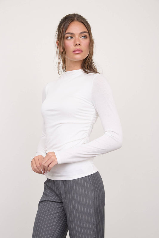 Ruched Long Sleeve Top-Shirts & Tops-The Workshop Studio-Bottoms Up Boutique