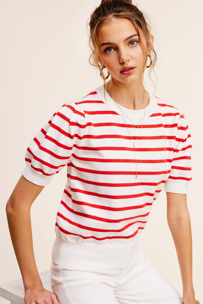 Puff Sleeve Striped Top
