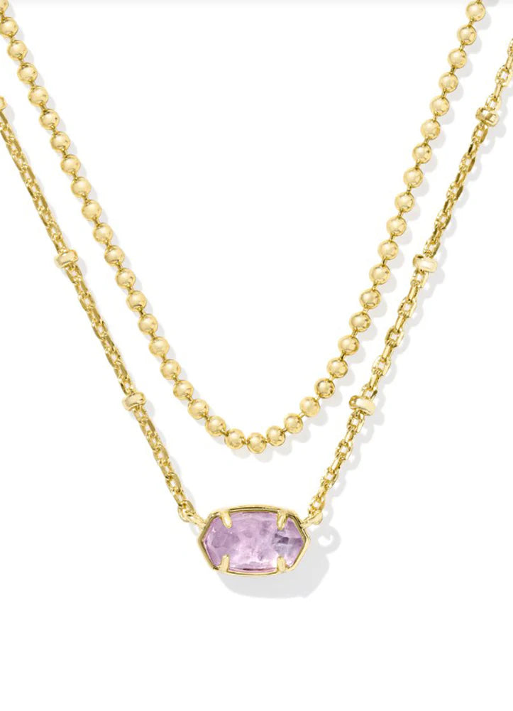 Emilie Multi Strand Necklace Gold Amethyst