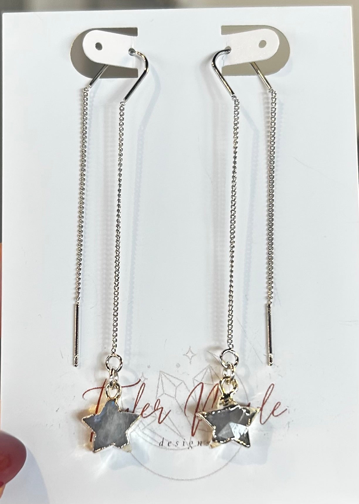 Silver Star Threader Earrings