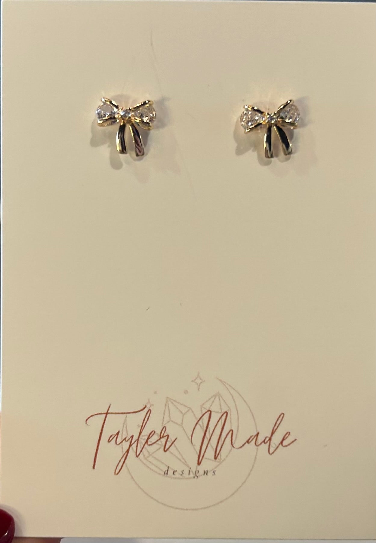 Diamond Bow Gold Stud Earrings