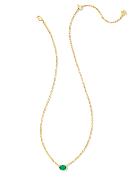 Cailin Gold Green Crystal Pendant Necklace-Jewelry-Kendra Scott-Bottoms Up Boutique