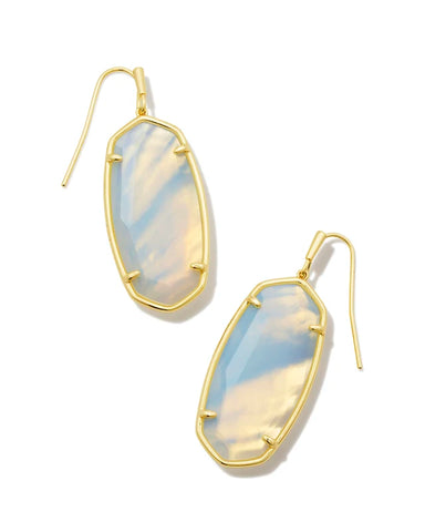 Faceted Gold Elle Drop Earrings in Iridescent Opalite Illusion