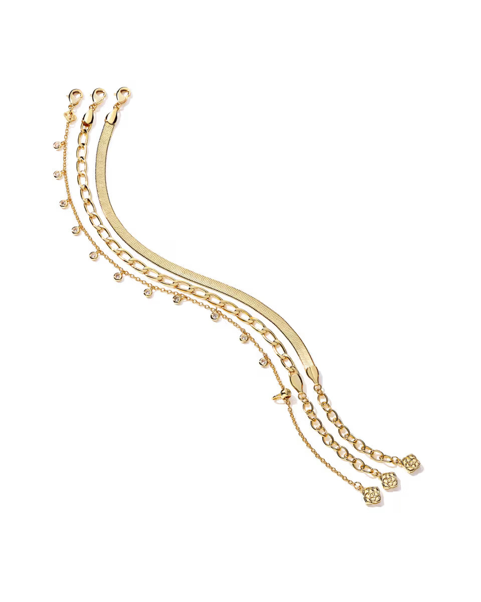 Kassie Set of 3 Chain Bracelets in Gold