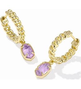 Emilie Gold Huggie's w/ Amethyst