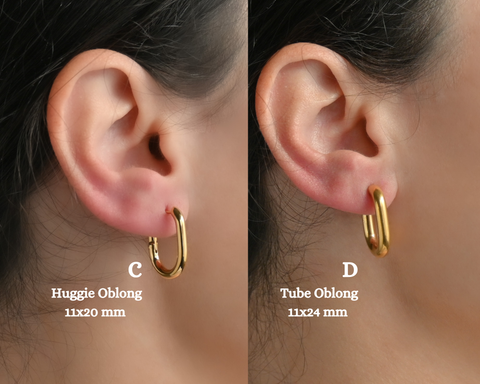 18k Gold Oblong Hoop Earrings