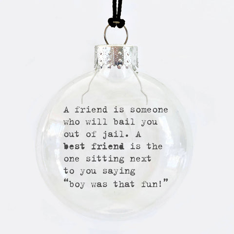 Jail Friendship Glass Holiday Ornament