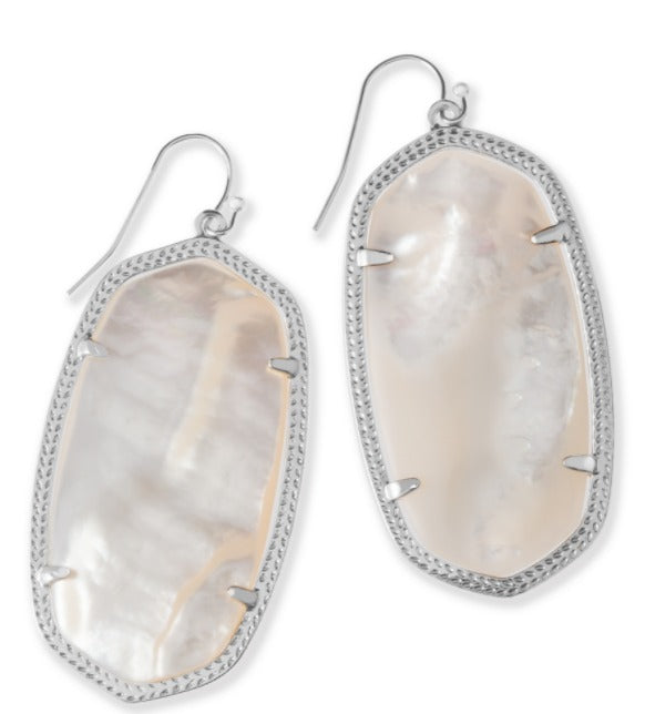 Danielle Earring Rhodium Ivory Mother Of Pearl-Jewelry-Bottoms Up Boutique-Anchorage AK