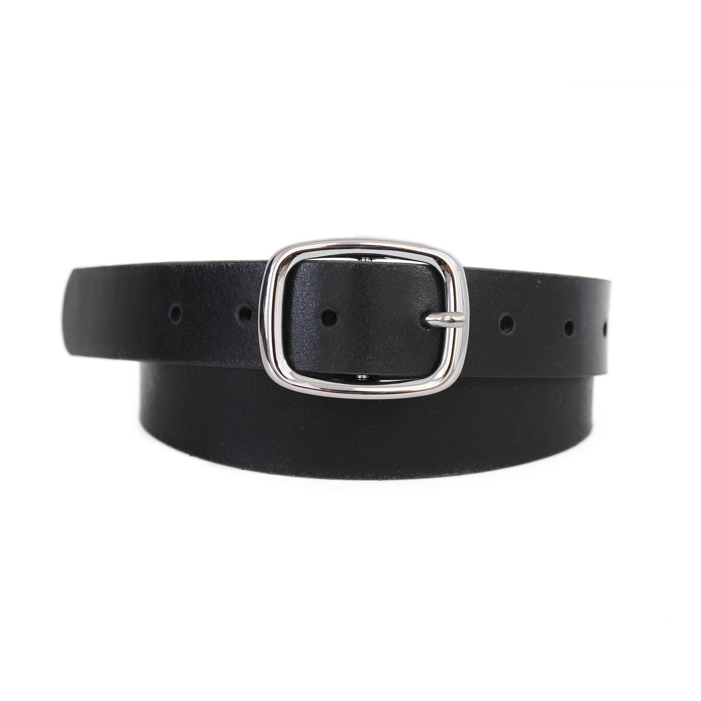 Basic Silver Buckle Leather Belt-ACCESORIES-Bottoms Up Boutique-Anchorage AK