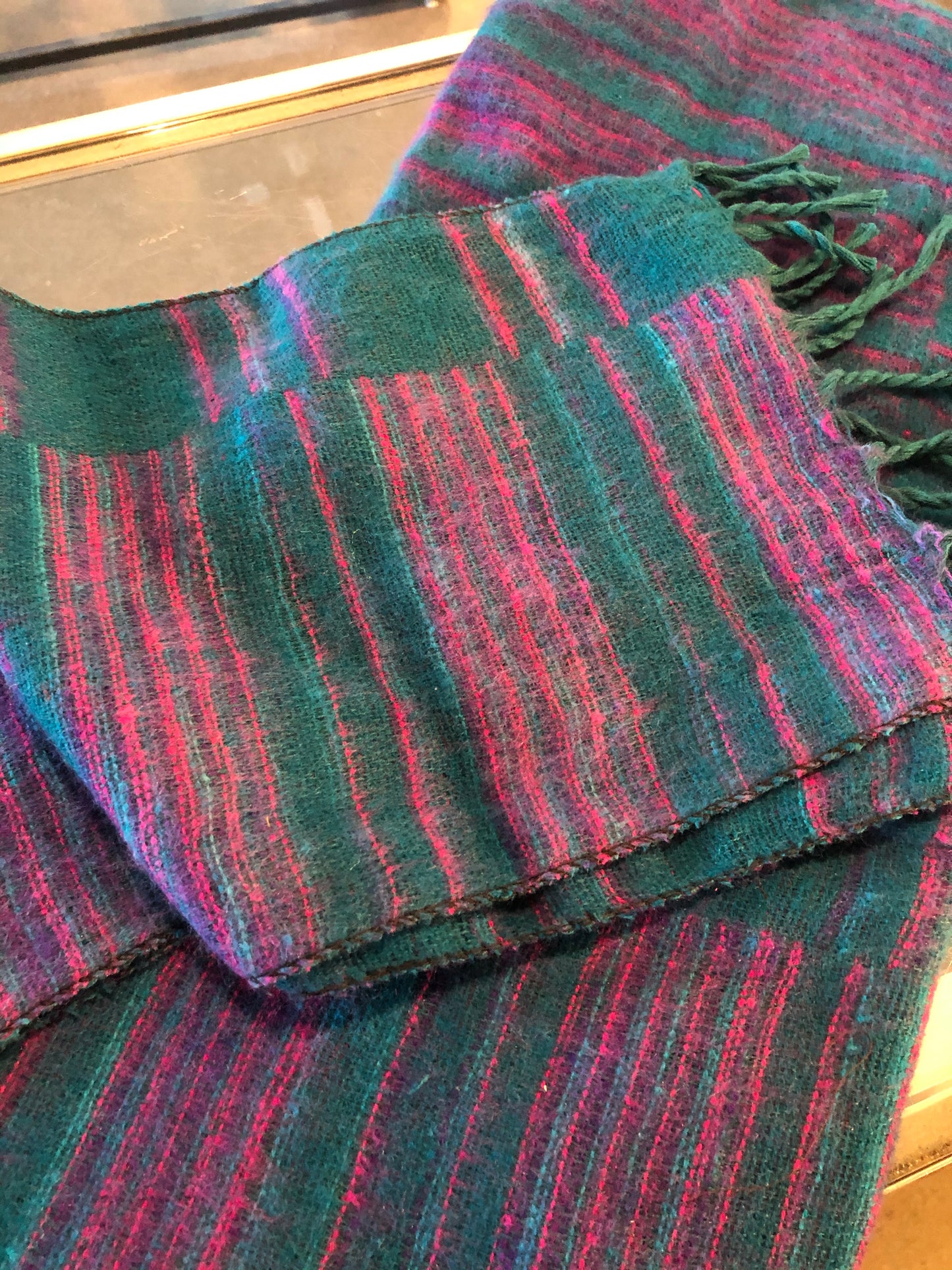 Hooded Scarf Teal, Purple Stripe-Local-Bottoms Up Boutique-Anchorage AK