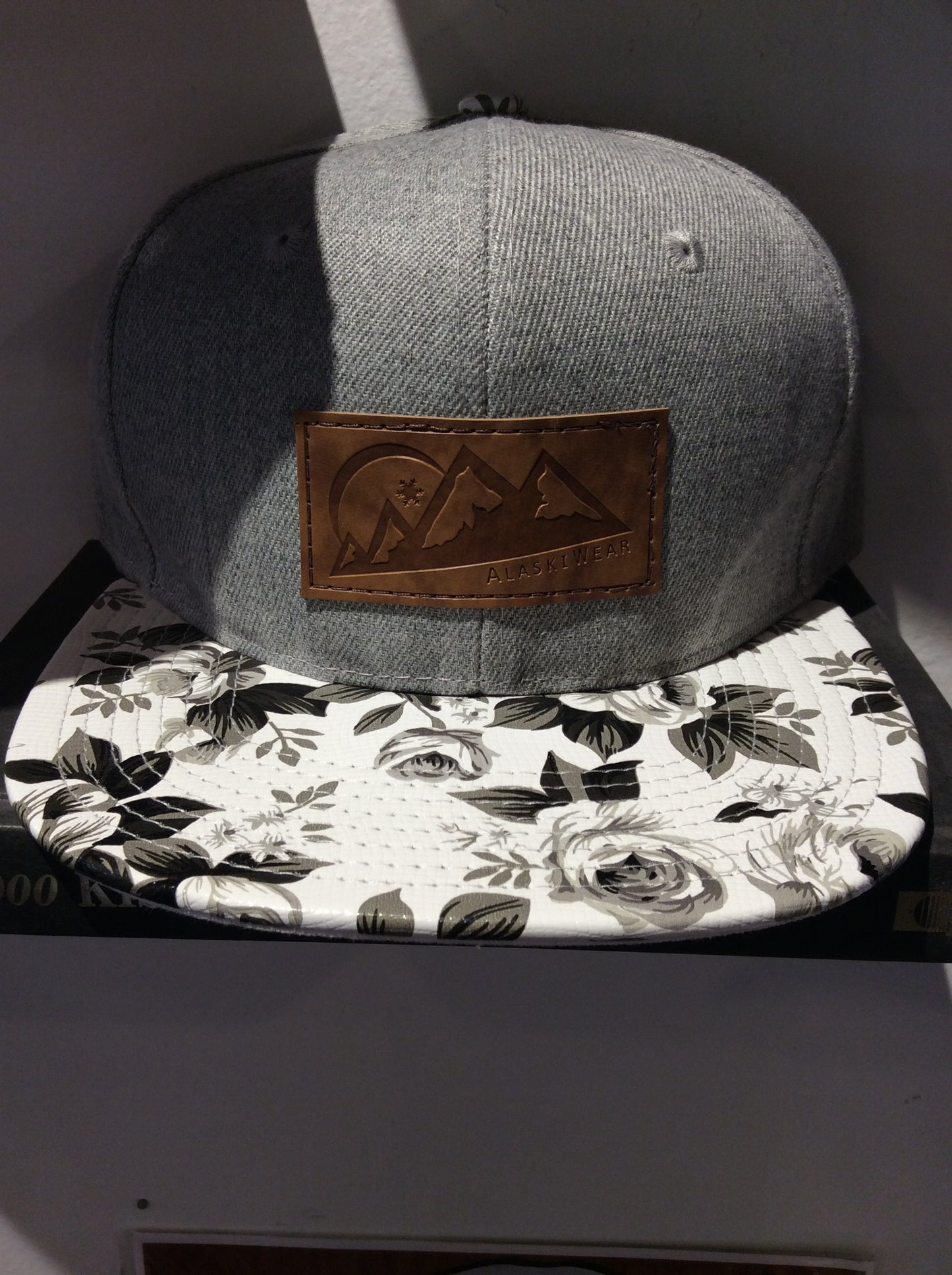 AlaskiWear Adult Trucker Hat - Grey Black White Floral-Hat-Bottoms Up Boutique-Anchorage AK