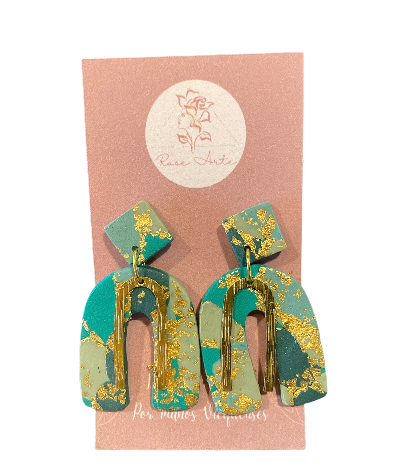 Camo Gold Foil Arch w/ Accent Earrings-ACCESORIES-Bottoms Up Boutique-Anchorage AK