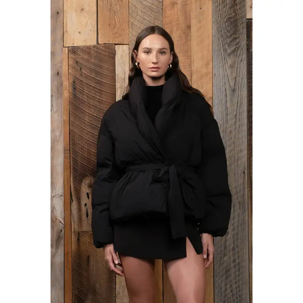 Waist Tie Puffer Jacket