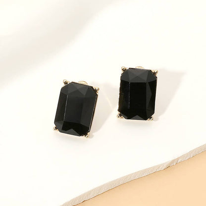 Rectangular Faceted Stone Stud Earrings